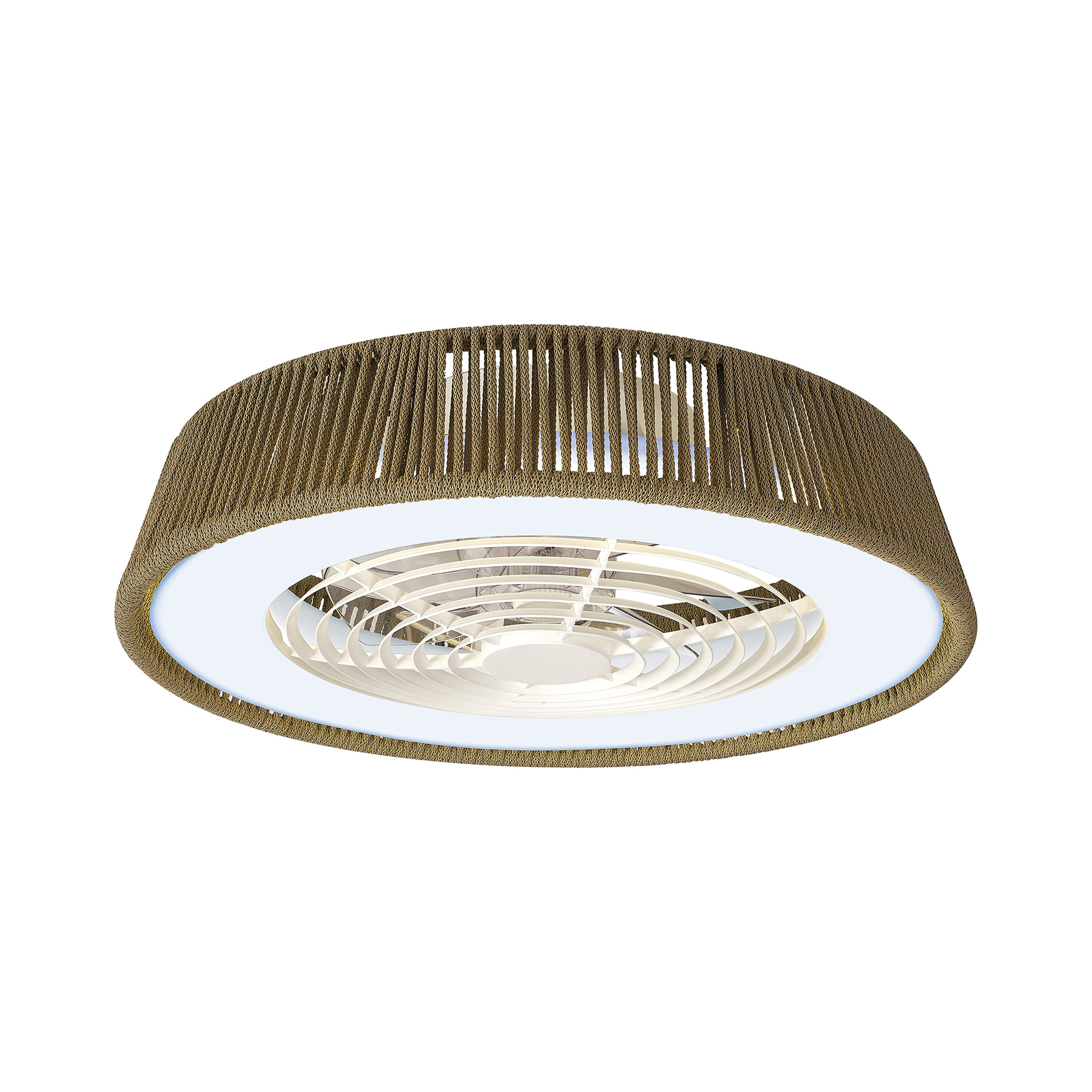 M8227  Polinesia Nautica 70W LED Dimmable Ceiling Light & Fan; Remote Controlled Beige Oscu